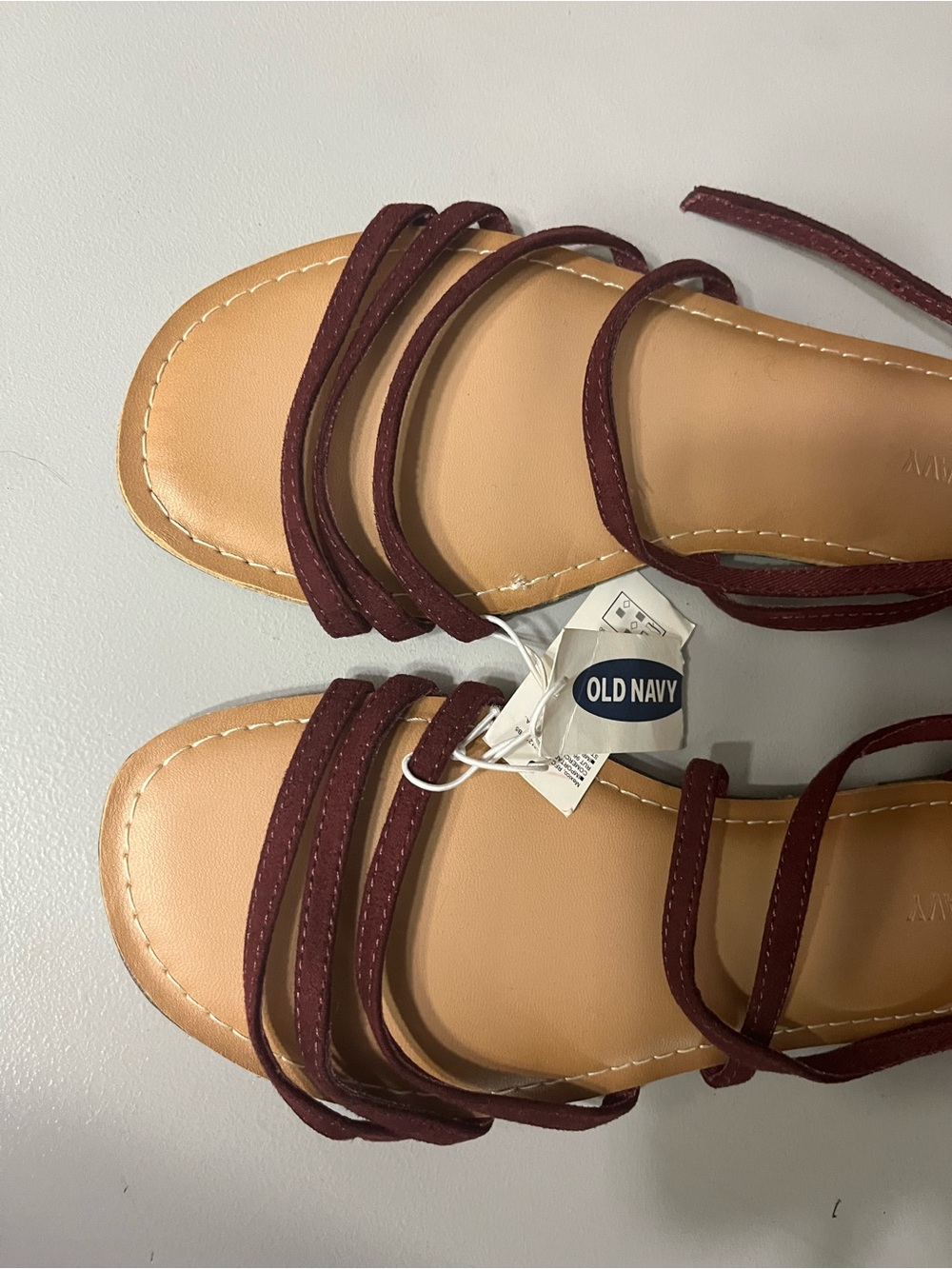 Old Navy Women's Burgundy Multi-Strap Ankle Buckle Sandals - Picture 2 of 4